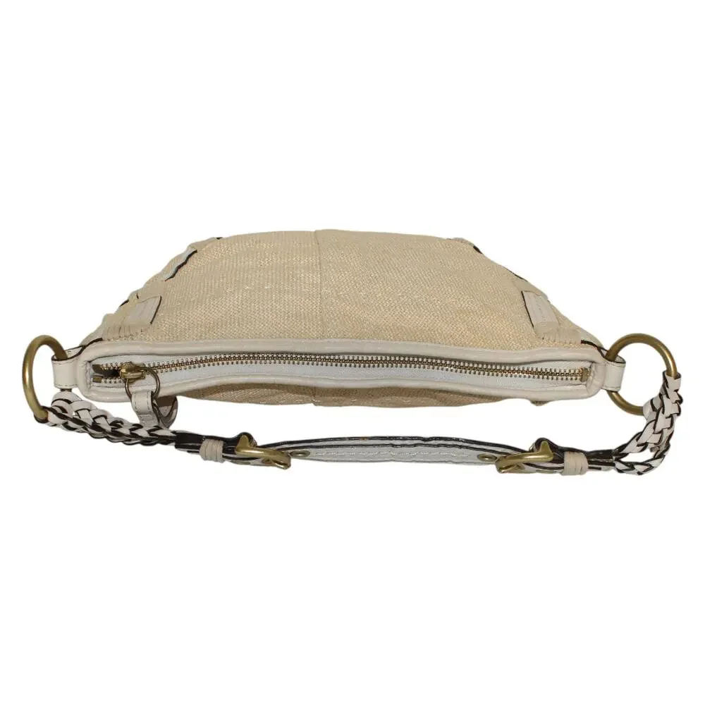 Coach Straw & Leather Soho Hobo Shoulder Bag 4710 Ivory colored leather trim